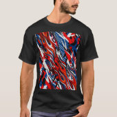 Rode Blauwe Zwarte Abstracte Racing Vlammen T-shirt (Voorkant)