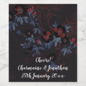 RODE BLAUWE ZWARTE KERSENBLOESEM WIJNETIKET WIJN ETIKET (Enkel label)