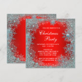 Rode Blauwgroen Blauwe Snowflake kerstfeest Kaart (Voorkant / Achterkant)