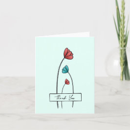 rode Blauwgroen bloem Bedankkaart