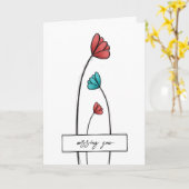 rode Blauwgroen bloem Kaart (Gele Bloem)