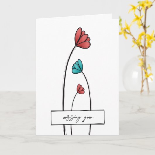 rode Blauwgroen bloem Kaart (Gele Bloem)