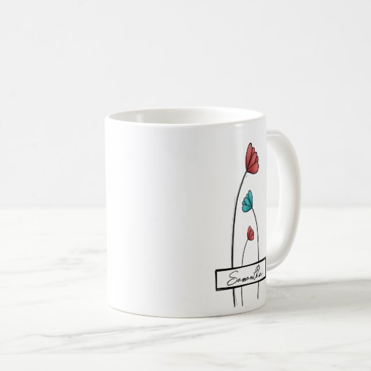 rode Blauwgroen bloem Koffiemok (Voorkant rechts)