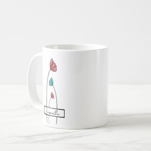 rode Blauwgroen bloem Koffiemok (Voorkant links)