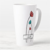 rode Blauwgroen bloem Latte Mok (Rechterhoek)