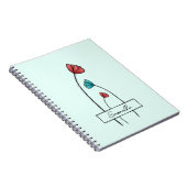 rode Blauwgroen bloem Notitieboek (Rechterzijde)