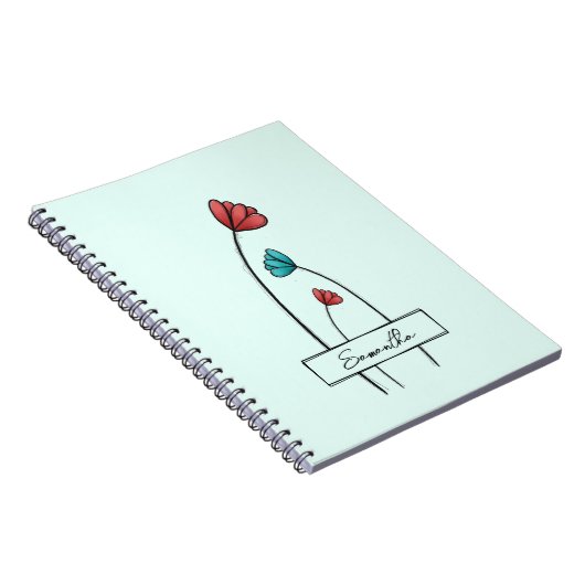 rode Blauwgroen bloem Notitieboek (Rechterzijde)
