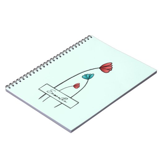 rode Blauwgroen bloem Notitieboek (Linkerzijde)