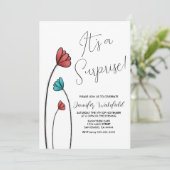 Rode Blauwgroen Bloem Verrassing Kaart (Staand voorkant)