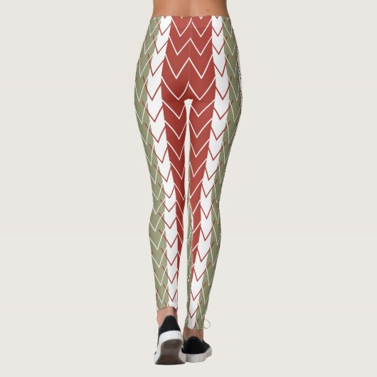 Rode Blauwgroen Chevron Stripe Leggings (Achterkant)