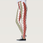 Rode Blauwgroen Chevron Stripe Leggings (Links)