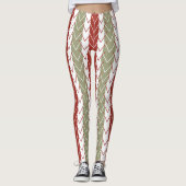 Rode Blauwgroen Chevron Stripe Leggings (Voorkant)