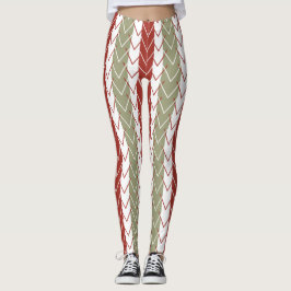 Rode Blauwgroen Chevron Stripe Leggings