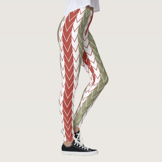 Rode Blauwgroen Chevron Stripe Leggings (Rechts)