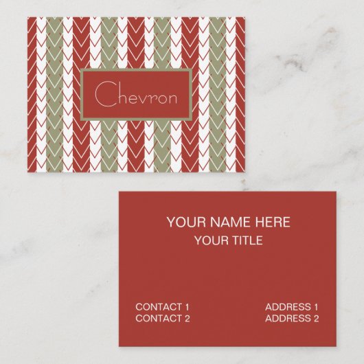Rode Blauwgroen Chevron Stripe Visitekaartje (Voorkant / Achterkant)