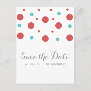 Rode Blauwgroen Confetti sparen het Briefkaart van