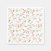 Rode Blauwgroen en bruine bladeren en Berry-feestd Servet (Voorkant)