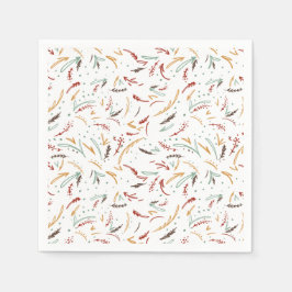 Rode Blauwgroen en bruine bladeren en Berry-feestd Servet