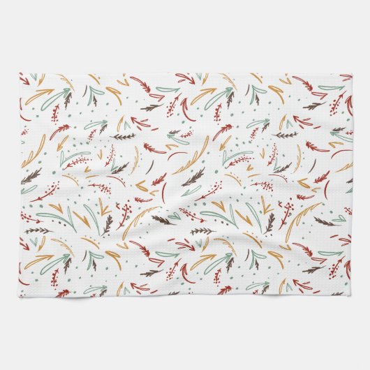 Rode Blauwgroen en bruine bladeren en Berry-feestd Theedoek (Horizontaal)