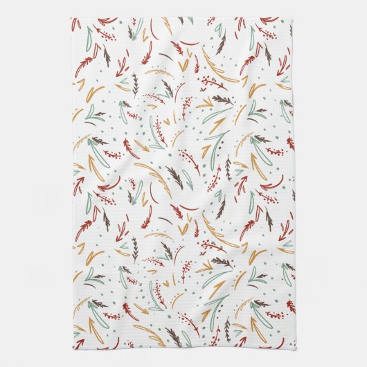 Rode Blauwgroen en bruine bladeren en Berry-feestd Theedoek (Verticaal)