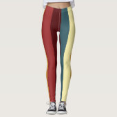 Rode, blauwgroen en gele strepen leggings (Voorkant)