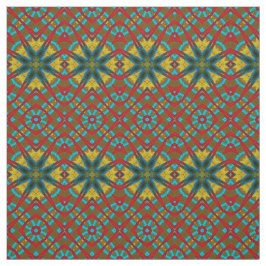 Rode Blauwgroen Gele Moderne Etnische Tribale Druk Stof