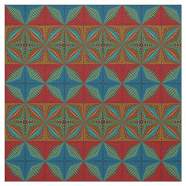 Rode Blauwgroen Gele Moderne Etnische Tribale Druk Stof