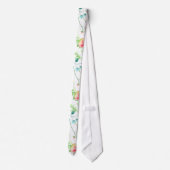 Rode blauwgroen groene waterverf rozen zomerpatroo stropdas (Achterkant)