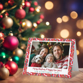 Rode & Blauwgroen Hond Botten Patroon Kerst Pet Fo Feestdagen Kaart