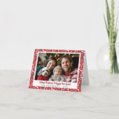 Rode & Blauwgroen Hond Botten Patroon Kerst Pet Fo Feestdagen Kaart (Voorkant)