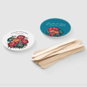 Rode Blauwgroen Oranje pioenroos Bloeit Gold Trim  Handwaaier (Niet-gemonteerd)