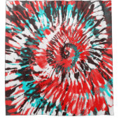 Rode Blauwgroen zwarte witte en grijze kleurstof Douchegordijn (Voorkant)