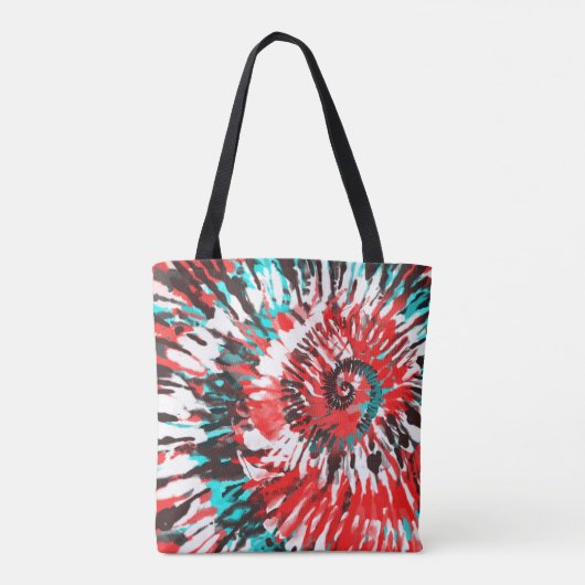 Rode Blauwgroen zwarte witte en grijze kleurstof Tote Bag (Achterkant)