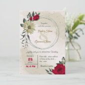 rode bleke bloemen botanische bruiloft kaart (Staand voorkant)