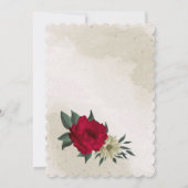 rode bleke bloemen botanische bruiloft kaart (Achterkant)