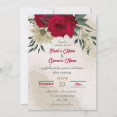 rode bleke bloemen botanische bruiloft kaart (Voorkant)