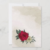 rode bleke bloemen botanische bruiloft kaart (Achterkant)