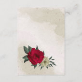 rode bleke bloemen bruiloft informatiekaartje (Achterkant)