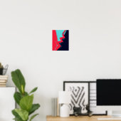 Rode bliksem tussen lichte en donkere blauwe gebie poster (Thuiskantoor)
