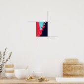 Rode bliksem tussen lichte en donkere blauwe gebie poster (Keuken)