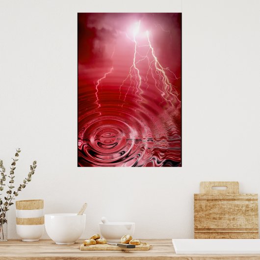 Rode bliksemafdruk poster (Keuken)