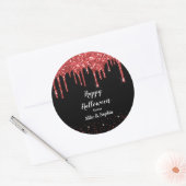 Rode Bloed Glitter Druppelende Vampier Halloween Z Ronde Sticker (Envelop)