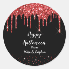 Rode Bloed Glitter Druppelende Vampier Halloween Z Ronde Sticker