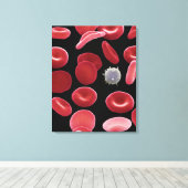 Rode bloedcellen en één witte bloedcel canvas afdruk (Insitu (Houten vloer))