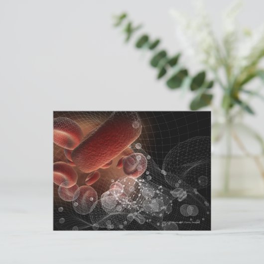 Rode bloedcellen in wireframe briefkaart (Staand voorkant)
