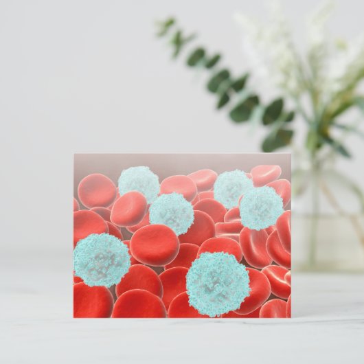 rode bloedcellen met witte bloedcellen briefkaart (Staand voorkant)