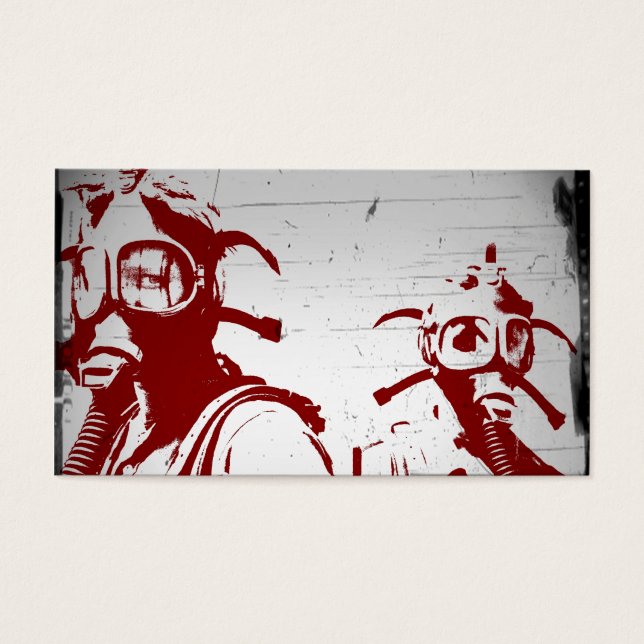 Rode bloedgasmaskers visitekaartjes (Voorkant)