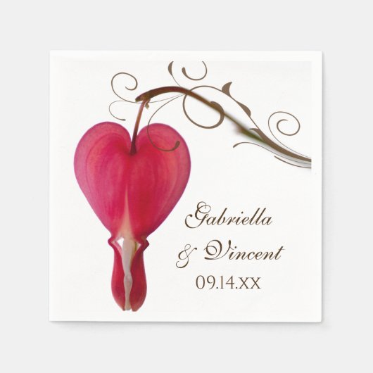 Rode bloeding Harten Floral bruiloft Servet (Voorkant)