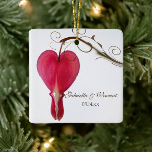 Rode bloeding Hearts Weddenschap Keramisch Ornament