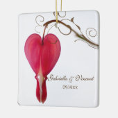 Rode bloeding Hearts Weddenschap Keramisch Ornament (Links)